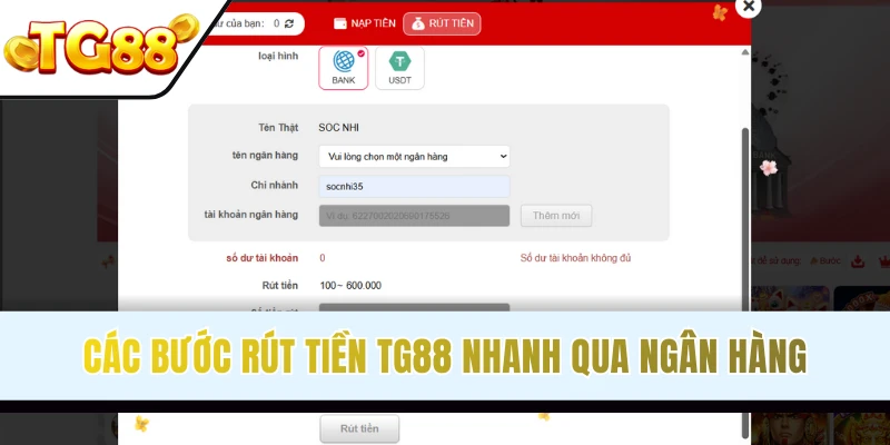 Rút tiền đơn giản, nhanh chóng qua ngân hàng